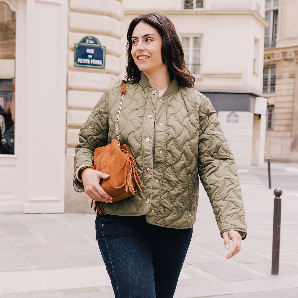 Doudoune doubl&eacute;e vert kaki femme
