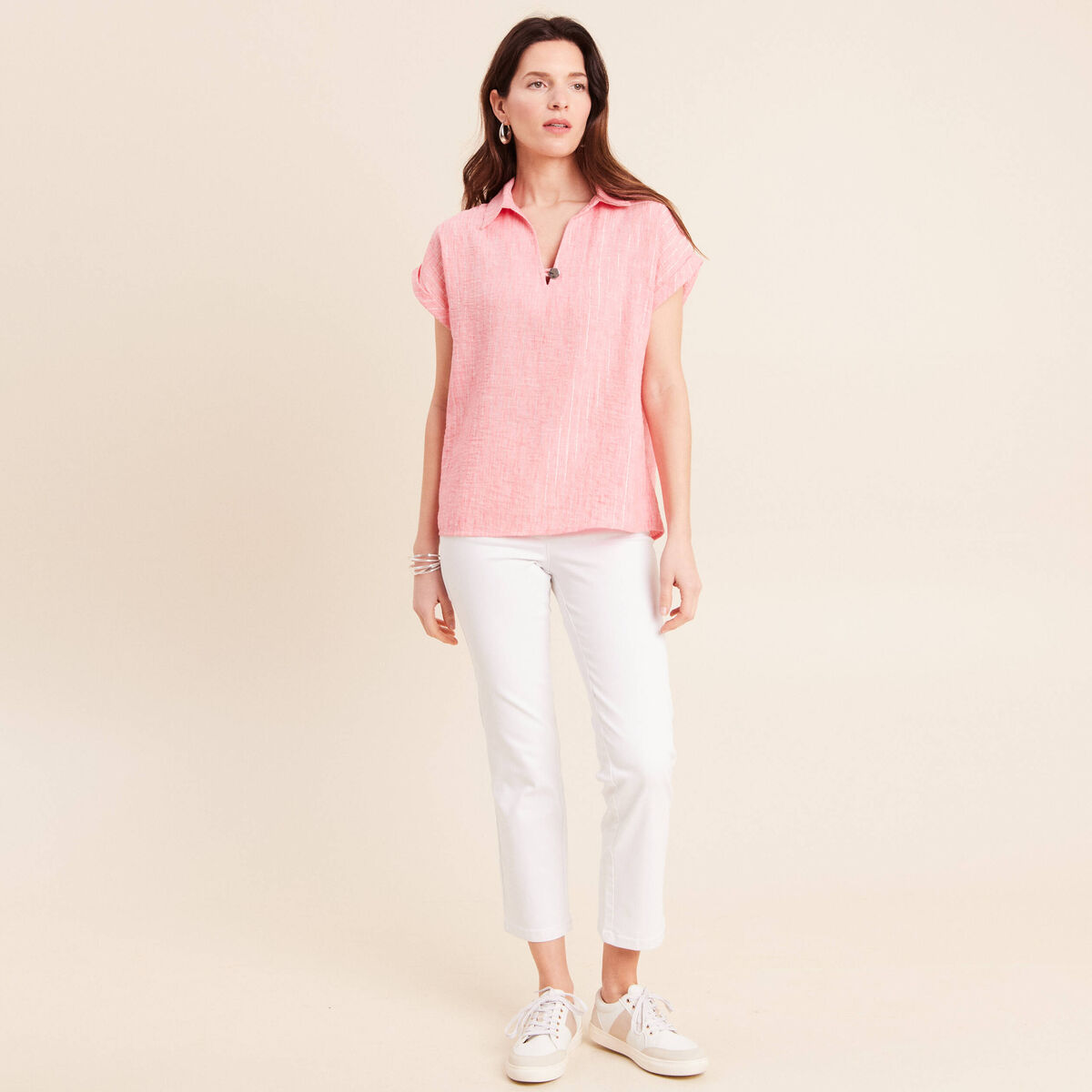 Jean coupe droite 7/8&egrave;me blanc femme