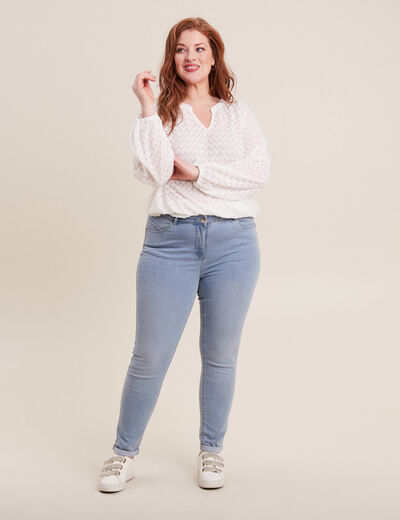Jean coupe ajust&eacute;e 7/8&egrave;me denim baby bleu femme