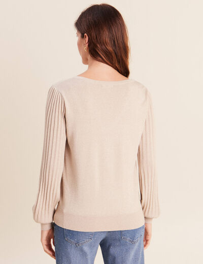 Pull manches longues couleur or femme