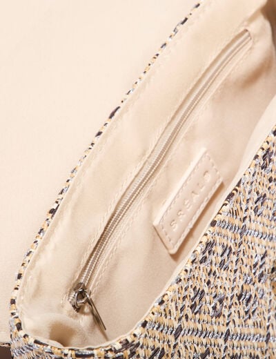 Sac tressé raphia couleur argent femme