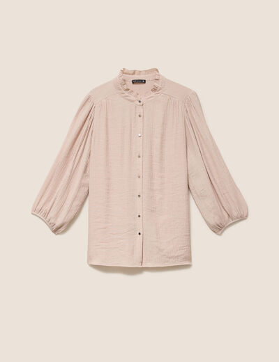 Chemise col montant manches 3/4 ivoire femme