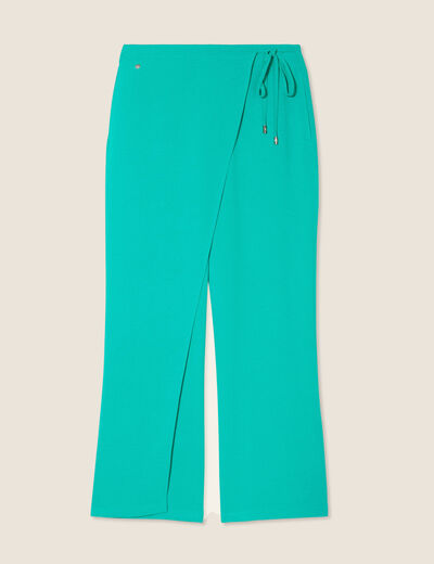 Pantalon flou avec pan vert émeraude femme