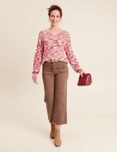 Pull manches longues rose fushia femme