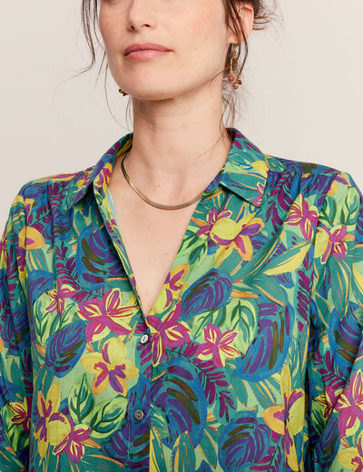 Chemise manches longues vert fluo femme