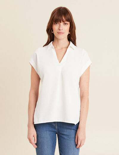 Blouse manches courtes ecru femme