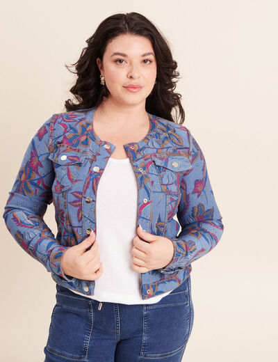 Veste r&eacute;versible cintr&eacute;e en jean bleu femme