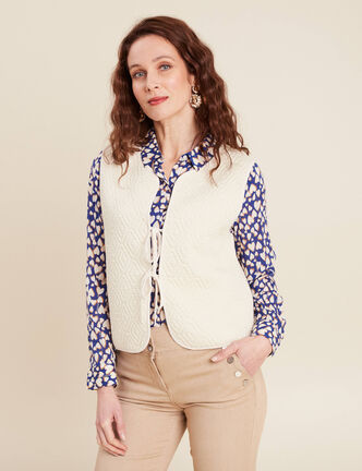 Gilet sans manches matelass&eacute; ecru femme