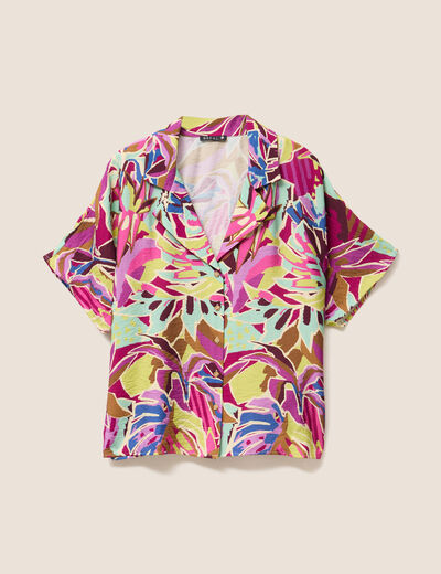 Chemise droite manches courtes mauve femme