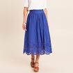 Jupe taille haute doubl&eacute;e avec broderie bleu fonc&eacute; femme