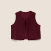 Gilet sans manches bouclette poches bordeaux femme