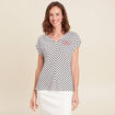 T-shirt manches courtes brodé bleu femme