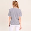 T-shirt droit broderie manches courtes bleu femme