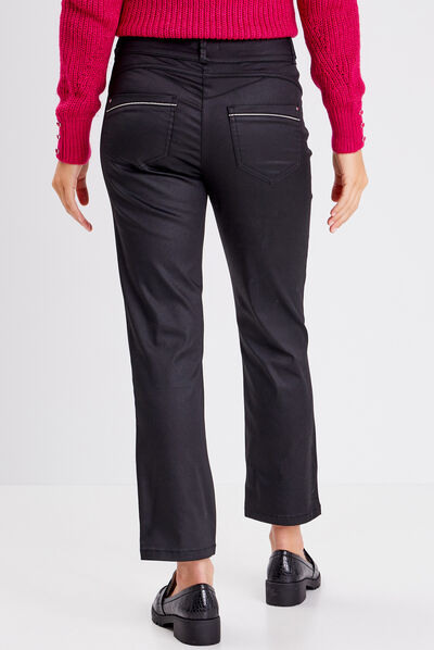 Pantalon droit noir femme