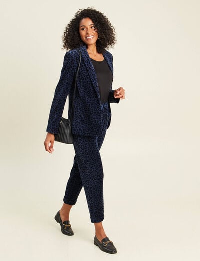 Veste tailleur velours bleu femme