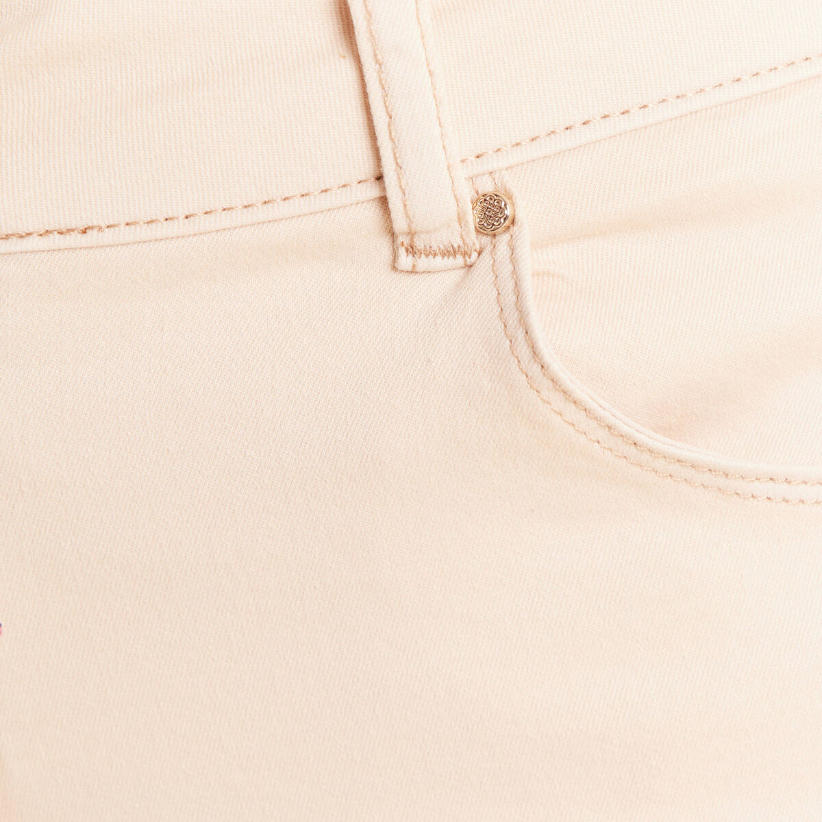 Pantalon 7/8&egrave;me coupe large ivoire femme