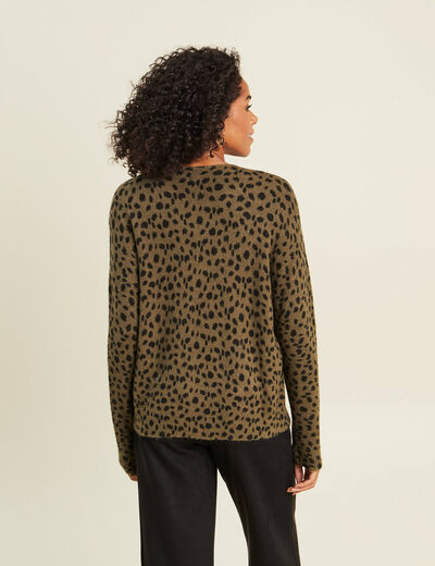 Pull droit col rond manches longues vert femme