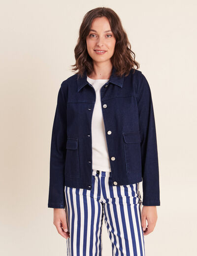 Veste doubl&eacute;e denim stone femme
