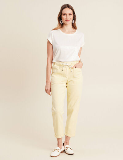 Jean large à coulisse jaune clair femme