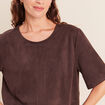 Top en suedine marron fonc&eacute; femme