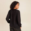 Blouse fluide col v manches longues noir femme