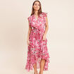 Robe longue portefeuille rose femme