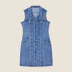 Robe droite brod&eacute;e en jean denim double stone femme