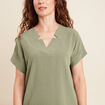 Blouse fluide manches courtes vert clair femme