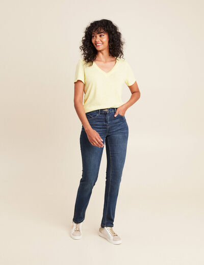 Jean ajusté taille standard long denim brut femme