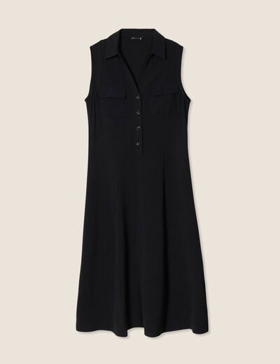 Robe longue évasée noir femme