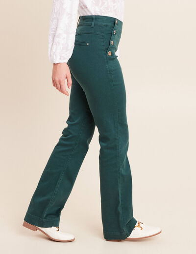 Pantalon coupe bootcut taille haute vert fonc&eacute; femme