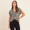 Blouse en voile col v manches courtes noir femme