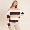 Pull col bateau marron femme