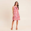 Robe courte &eacute;vas&eacute;e col tunisien rose femme
