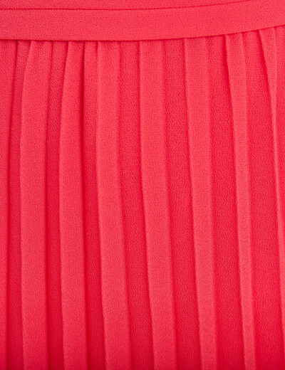 Robe longue évasée plissée rose cerise femme