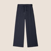 Pantalon large taille haute bleu foncé femme