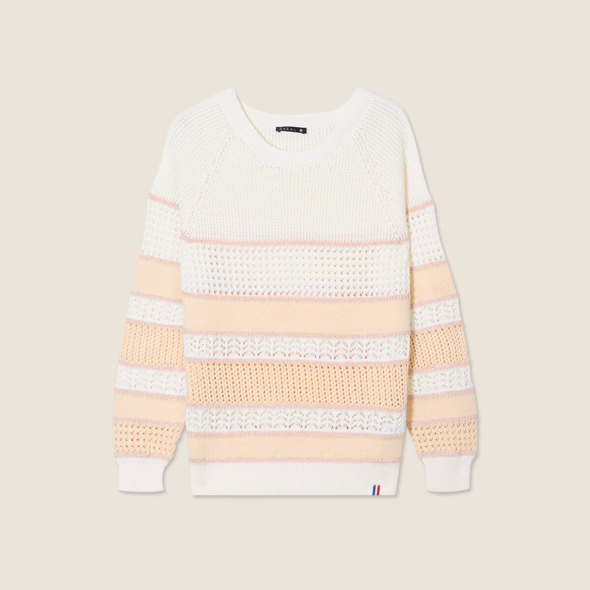 Pull manches longues beige femme