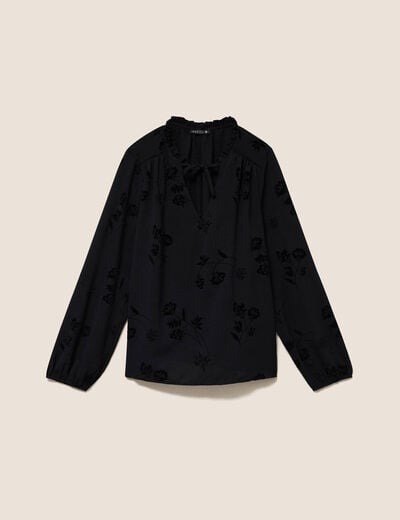Blouse fluide manches longues noir femme