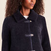 Manteau droit effet mouton bleu fonc&eacute; femme