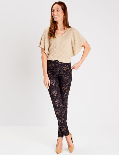 Pantalon ajusté denim noir femme