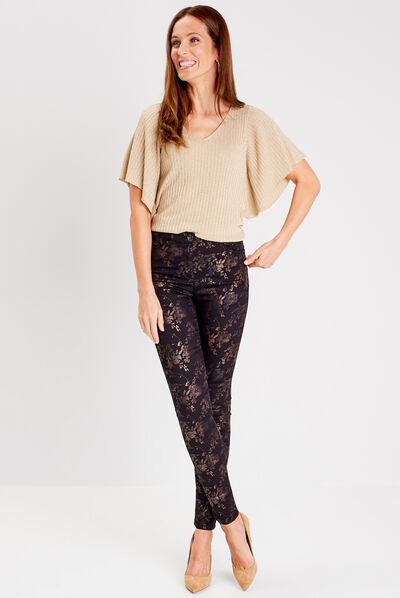 Pantalon ajusté denim noir femme