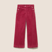 Pantalon large velours c&ocirc;tel&eacute; rouge fonc&eacute; femme