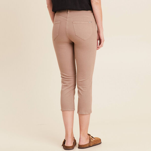 Pantacourt droit taille standard taupe femme