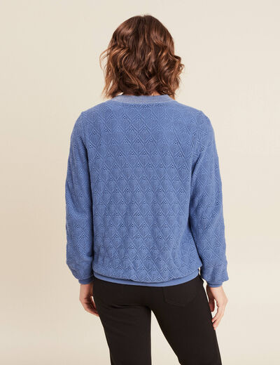 Gilet réversible ajouré bleu ciel femme