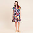 Robe courte &eacute;vas&eacute;e col chemise multicolore femme