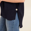 Pull sans manches &agrave; capuche bleu fonc&eacute; femme