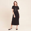 Robe longue &eacute;vas&eacute;e 2 en 1 col rond noir femme