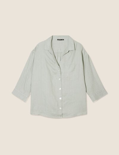 Chemise manches 3/4 vert clair femme
