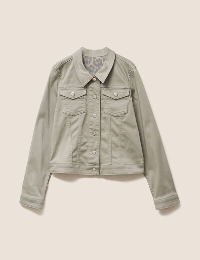 veste cintrée réversible sans col vert olive femme