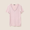T-shirt manches courtes col en V parme femme